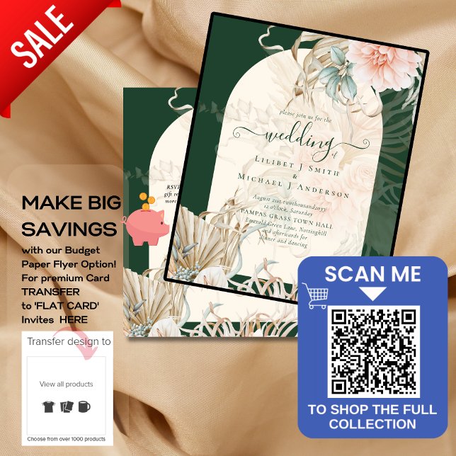 Flyer PRESUPUESTO Emerald Green Pampas Grass Peach Boda (Subido por el creador)
