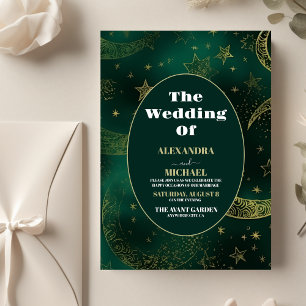 Flyer Presupuesto Esmeralda Verde Dorado Celestial Boda
