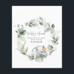 Flyer PRESUPUESTO eucalipto acuarela follaje ducha bebé<br><div class="desc">presupuesto elegante eucalipto lindo elefante follaje invitación a la ducha bebé.</div>