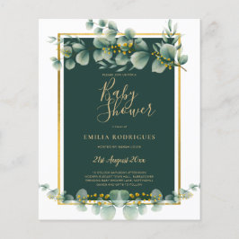 Flyer PRESUPUESTO Eucalyptus BABY SHOWER GOLD QR CODE IN