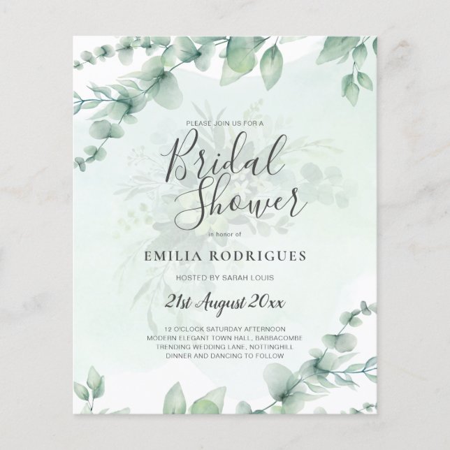 Flyer PRESUPUESTO Eucalyptus BRIDAL SHOWER Greeneration  (Frente)