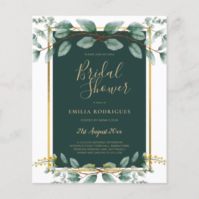Flyer PRESUPUESTO Eucalyptus BRIDAL SHOWER Greeneration  (Frente)