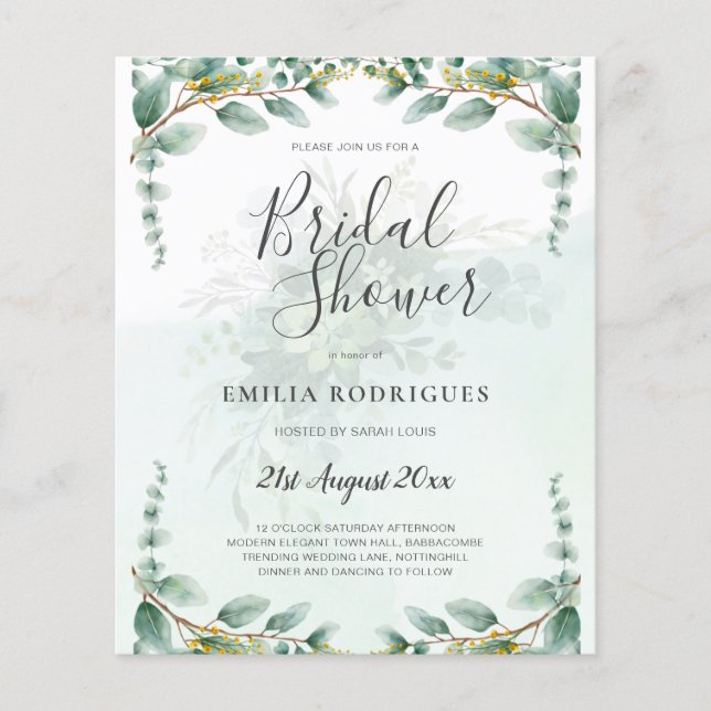 Flyer PRESUPUESTO Eucalyptus BRIDAL SHOWER Greeneration  (Frente)