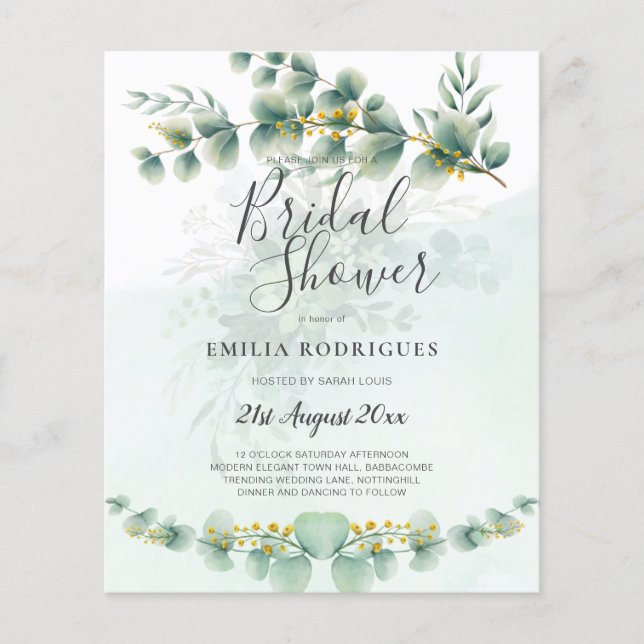 Flyer PRESUPUESTO Eucalyptus BRIDAL SHOWER Greeneration  (Frente)