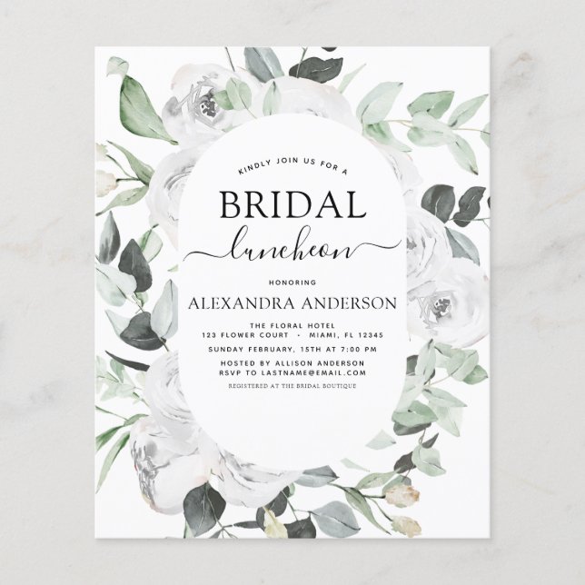 Flyer Presupuesto Eucalyptus Bridal Shower Luncheon Flor (Frente)