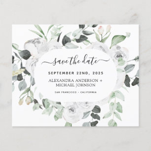 Flyer Presupuesto Eucalyptus Floral Blanca Guardar fecha