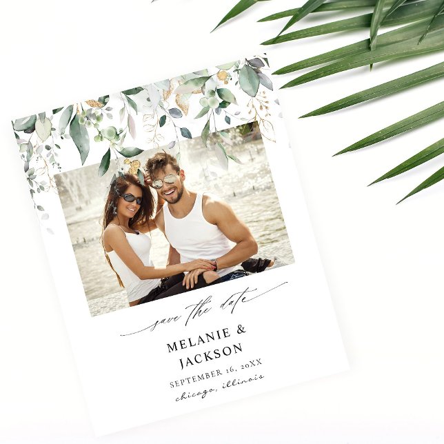 Flyer Presupuesto Eucalyptus Glow Photo Save the Date (Subido por el creador)