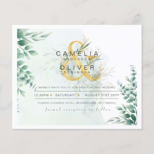 Flyer PRESUPUESTO Eucalyptus Greenerenery Gold Boda QR C (Frente)