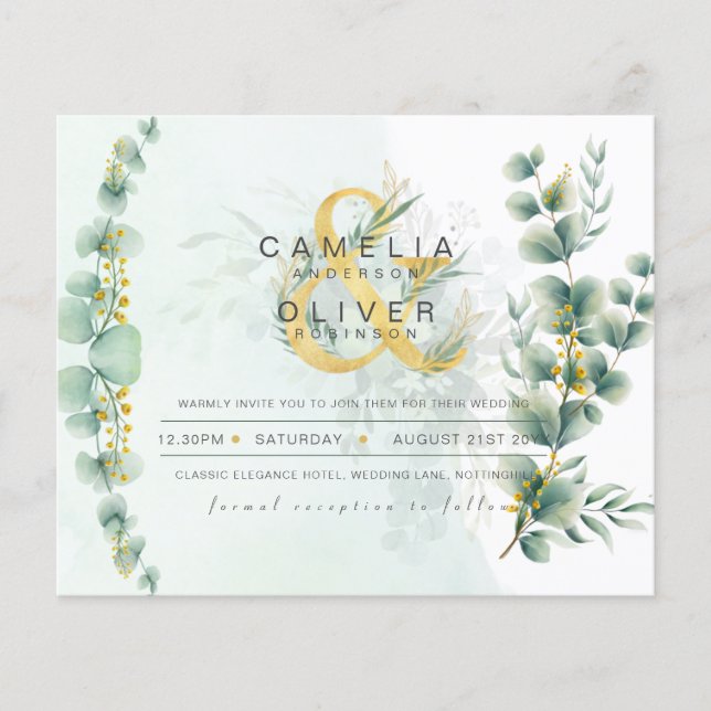 Flyer PRESUPUESTO Eucalyptus Greenerenery Gold Boda QR C (Frente)