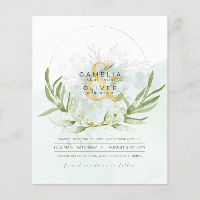 Flyer PRESUPUESTO Eucalyptus Greenerenery Gold Boda QR C (Frente)