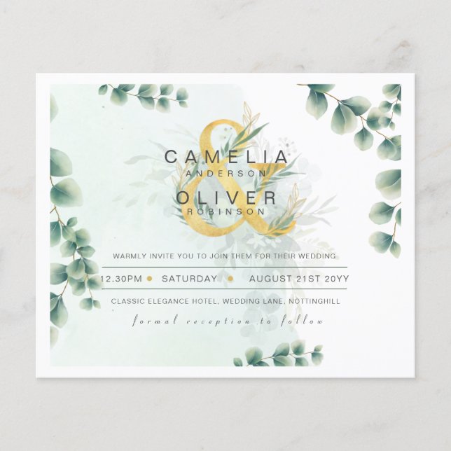 Flyer PRESUPUESTO Eucalyptus Greenerenery Gold Boda QR C (Frente)