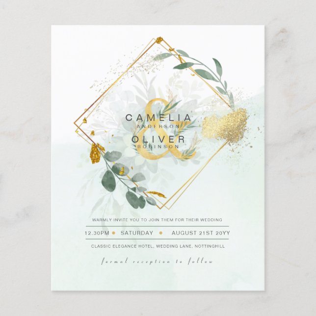 Flyer PRESUPUESTO Eucalyptus Greenerenery Gold Boda QR C (Frente)