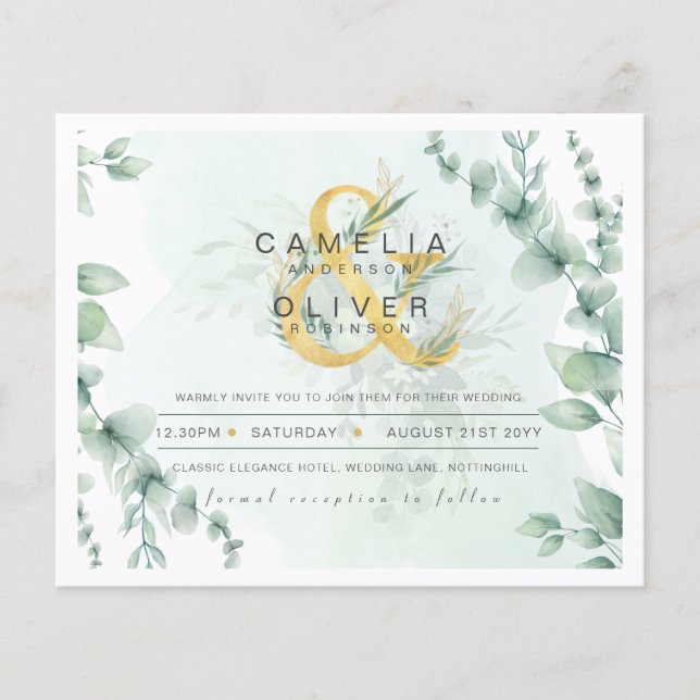 Flyer PRESUPUESTO Eucalyptus Greenerenery Gold Boda QR C (Frente)