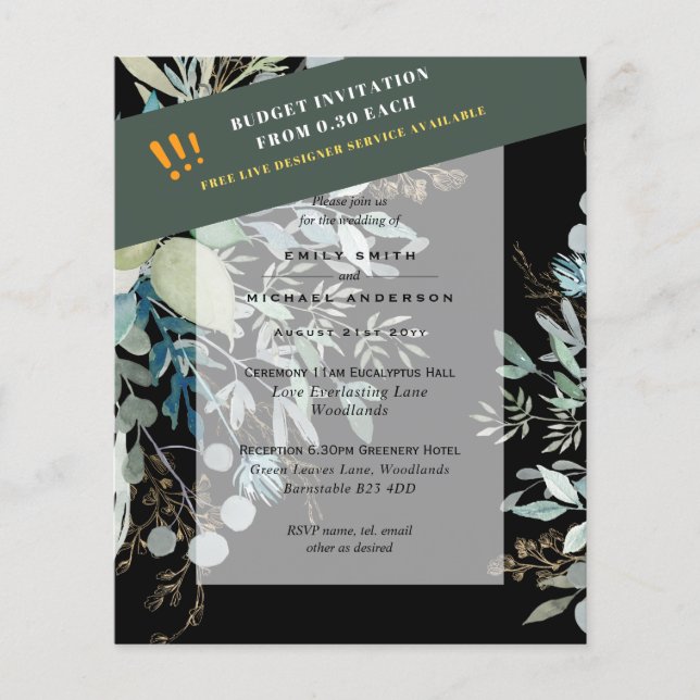 Flyer PRESUPUESTO EUCALYPTUS Greenery deja a los invitad (Frente)