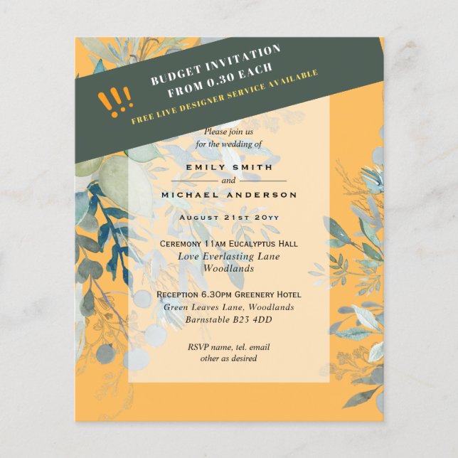 Flyer PRESUPUESTO EUCALYPTUS Greenery deja a los invitad (Frente)