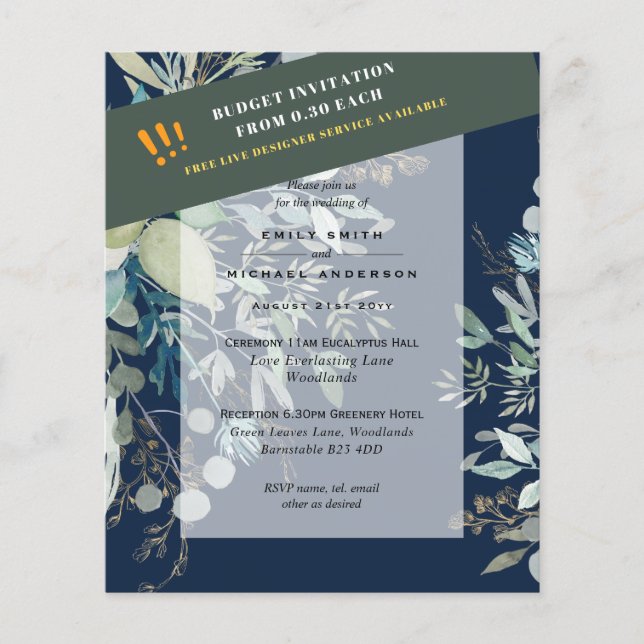 Flyer PRESUPUESTO EUCALYPTUS Greenery deja a los invitad (Frente)