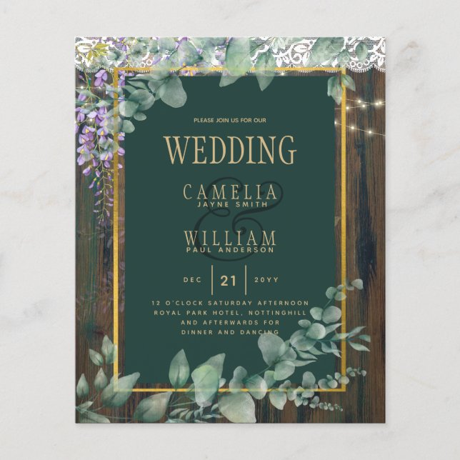 Flyer PRESUPUESTO Eucalyptus Wisteria BODA Rustic Lace I (Frente)
