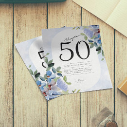 Flyer Presupuesto Floral Azul Invitación a los 50 años