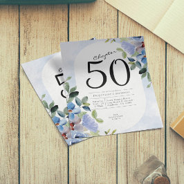 Flyer Presupuesto Floral Azul Invitación a los 50 años