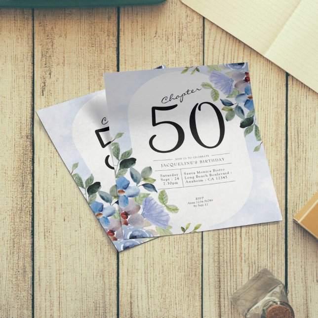 Flyer Presupuesto Floral Azul Invitación a los 50 años (Subido por el creador)