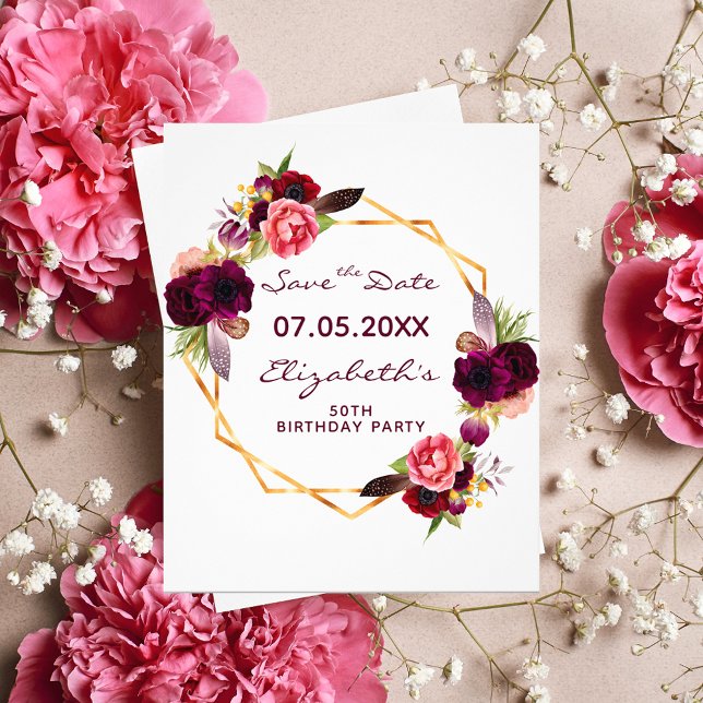 Flyer Presupuesto floral de cumpleaños de Borgoña Salven (Subido por el creador)