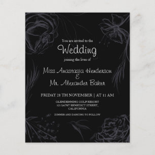 Flyer Presupuesto/Floral/Negro - Invitación a la boda. F
