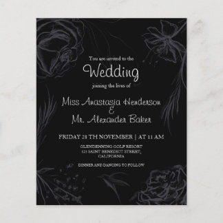 Flyer Presupuesto/Floral/Negro - Invitación a la boda. F