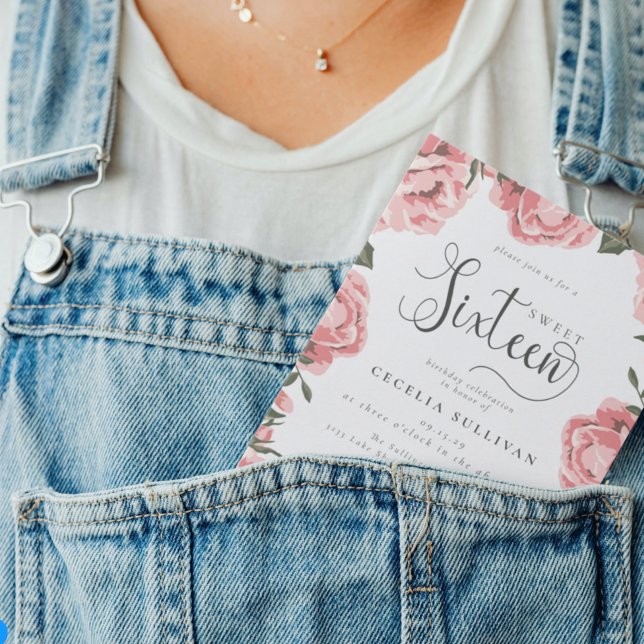 Flyer Presupuesto Floral rosa moderno Foto dulce 16 cump (Subido por el creador)