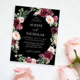 Flyer Presupuesto Floral rosa y borgoña 7 Boda - Negro