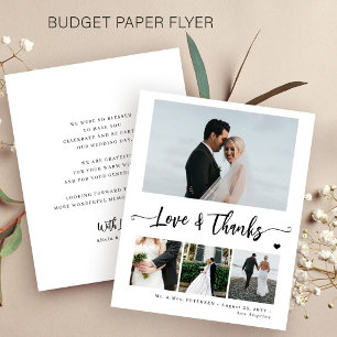 Flyer Presupuesto foto agradecimiento boda blanco y negr
