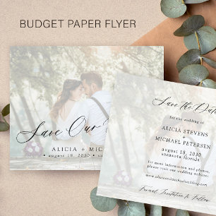 Flyer Presupuesto foto elegante escritura boda guardar l
