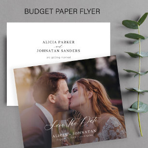 Flyer Presupuesto foto elegante escritura boda guardar l