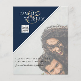 Flyer Presupuesto Foto Guardar Fecha AZUL Código QR RSVP