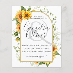 Flyer PRESUPUESTO Girasoles bilingües Boda español Boda