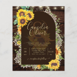 Flyer PRESUPUESTO Girasoles Luces Encaje Boda INVITACIÓN