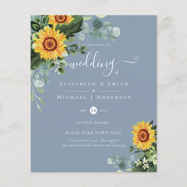 Flyer PRESUPUESTO Girasoles rusos Eucalyptus deja Boda (Frente)