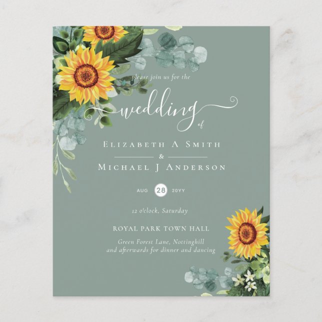 Flyer PRESUPUESTO Girasoles rusos Eucalyptus deja Boda (Frente)
