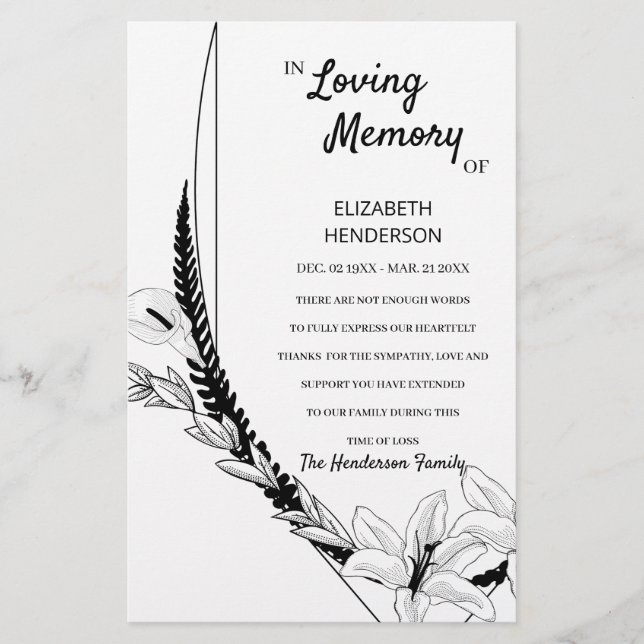 Flyer Presupuesto Gracias tarjeta en memoria de la solid (Frente)