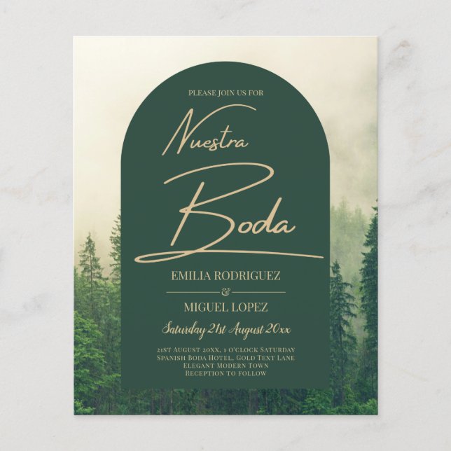 Flyer PRESUPUESTO Green Forest Pine Trees Boda BODA INVI (Frente)