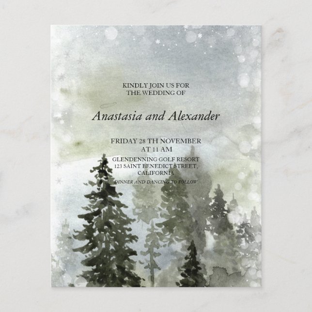 Flyer Presupuesto/INVIERNO/Bosque - Invitación a la boda (Frente)