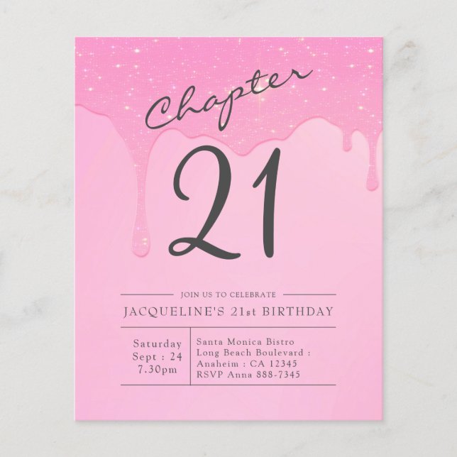Flyer Presupuesto Invitación a Gris Rosa de Cumpleaños 2 (Frente)