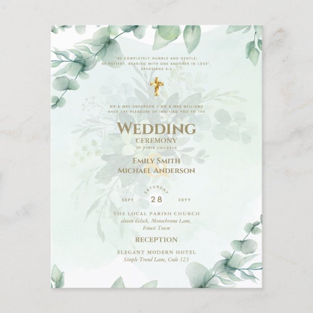 Flyer PRESUPUESTO Invitación a la boda católica Botánica (Frente)
