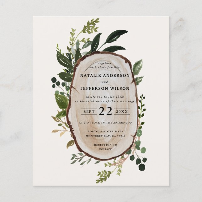 Flyer presupuesto Invitación a la boda Rustic Foliage Fa (Frente)