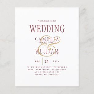 Flyer PRESUPUESTO Invitación a una boda de oro rosado co