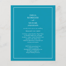 Flyer PRESUPUESTO Invitación de Boda Azul Bondi Bilingüe