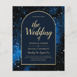 Flyer PRESUPUESTO Invitación de boda azul marino y dorad