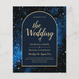 Flyer PRESUPUESTO Invitación de boda azul marino y dorad