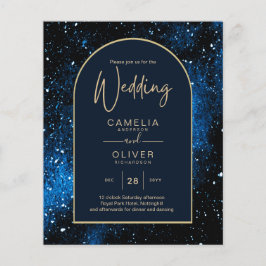 Flyer PRESUPUESTO Invitación de boda azul marino y dorad