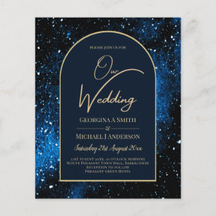 Flyer PRESUPUESTO Invitación de boda azul marino y dorad