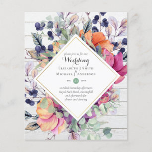Flyer PRESUPUESTO Invitaciones a la Boda Floral Naranja 